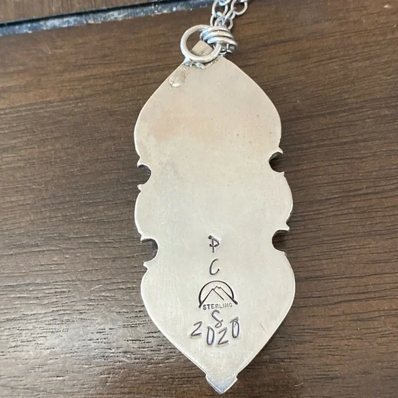 Pacific Crest Silver moonstone and turquoise sterling silver pendant - Picture 5 of 13